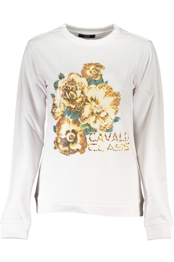 CAVALLI CLASS WOMEN'S WHITE SWEATSHIRT WITHOUT ZIP