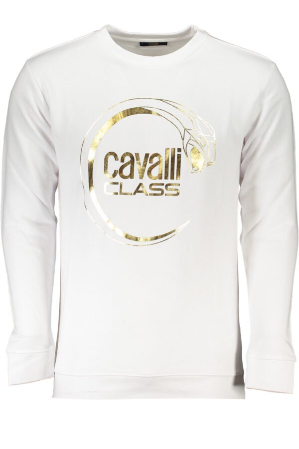 CAVALLI CLASS MEN'S WHITE ZIPLESS SWEATSHIRT