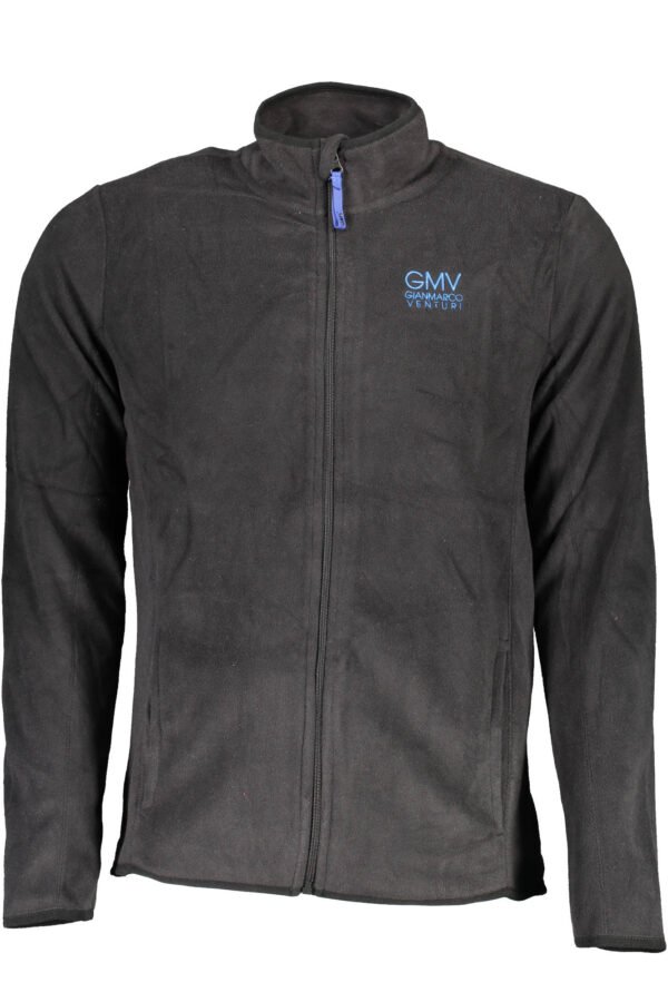GIAN MARCO VENTURI MEN'S BLACK SWEATSHIRT WITH ZIP