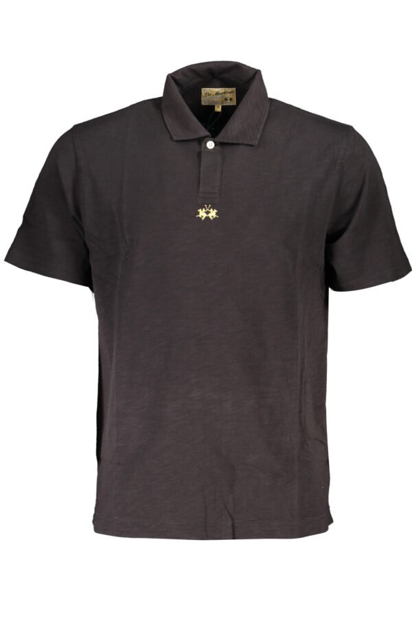 LA MARTINA MEN'S BLACK SHORT SLEEVED POLO SHIRT