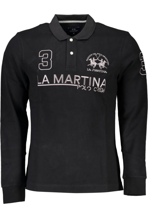 LA MARTINA MEN'S BLACK LONG SLEEVE POLO SHIRT
